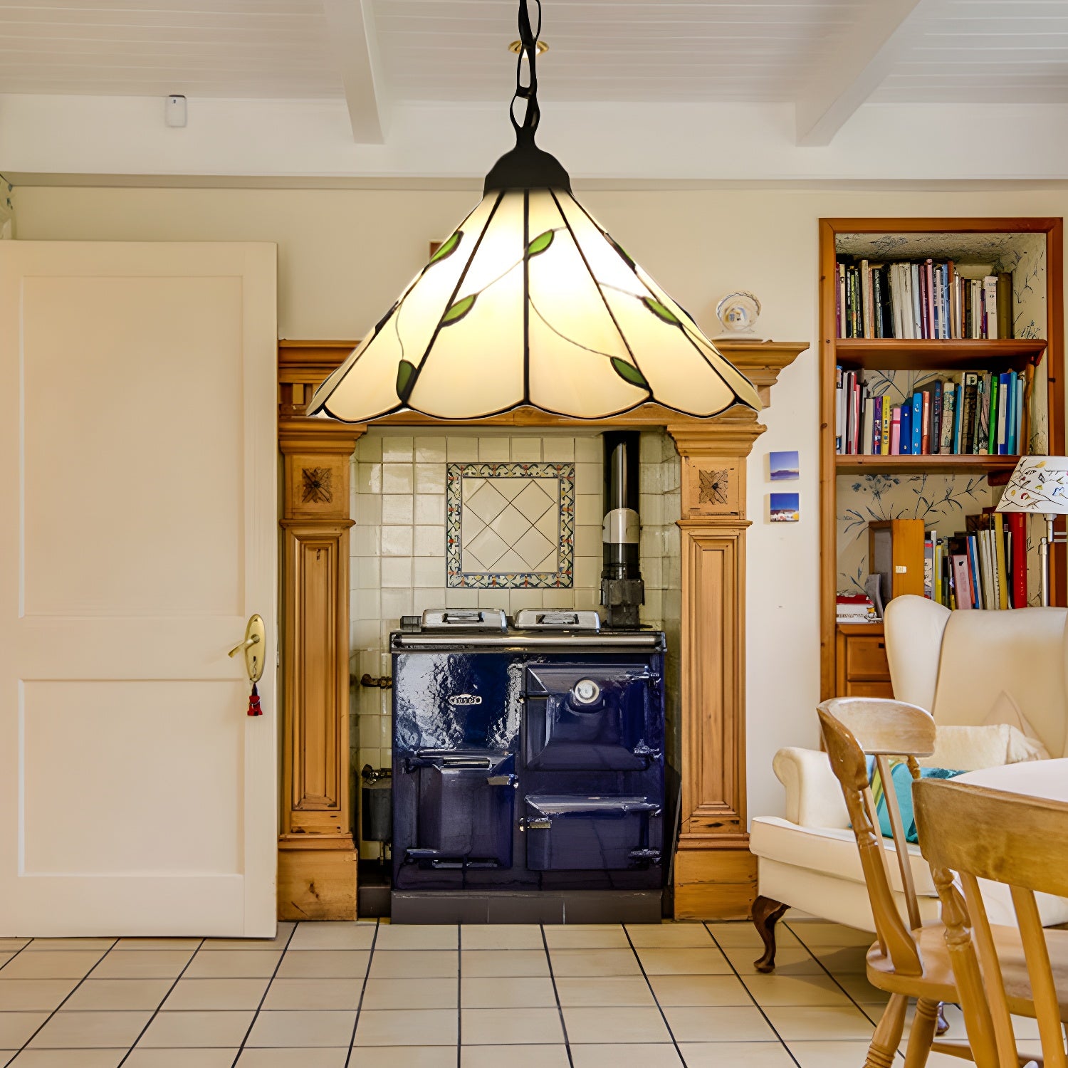 6.5"/12"/16" W Tiffany-Style Cone Pendulum Light 1 Head Handcrafted Art Glass Suspension Lamp in Beige Beige 12" Clearhalo 'Ceiling Lights' 'Industrial' 'Middle Century Pendants' 'Pendant Lights' 'Pendants' 'Tiffany close to ceiling' 'Tiffany Pendants' 'Tiffany' Lighting' 169923