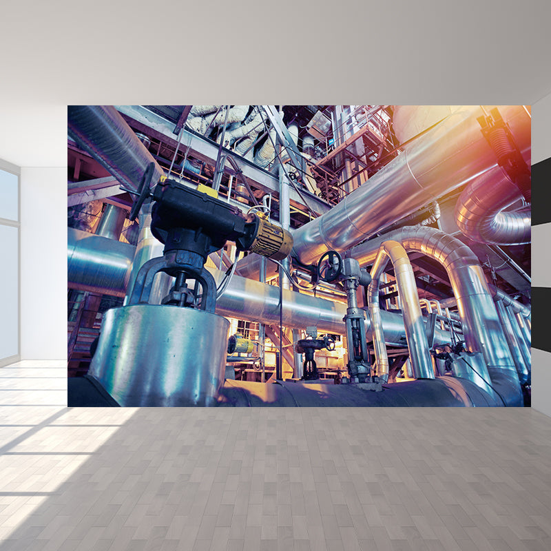 Gray Industrial Mural Decal Huge Machinery Scenery Wall Covering for Living Room Grey Design 3 Clearhalo 'Wall Decor' 'Wall Mural' 1699272