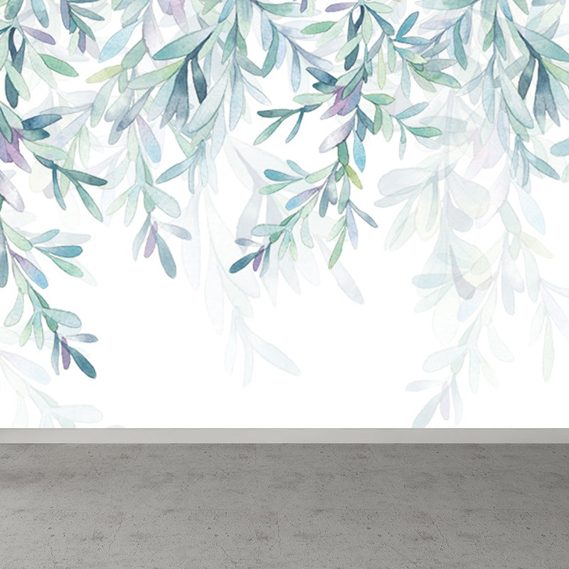 Non-Woven Cloth Decorative Mural Decal Modern Vine Wall Covering in Pastel Color Blackish Green Clearhalo 'Wall Decor' 'Wall Mural' 1699391