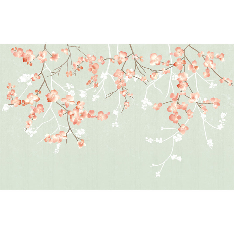 Modern Flower Print Wall Mural Non-Woven Stain Resistant Light Color Wall Art for Kitchen Clearhalo 'Wall Decor' 'Wall Mural' 1699419