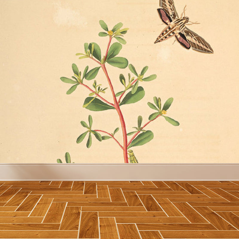 Extra Large Botanical Mural Beige Non-Woven Wall Art for Home Decor, Personalised Clearhalo 'Wall Decor' 'Wall Mural' 1699507