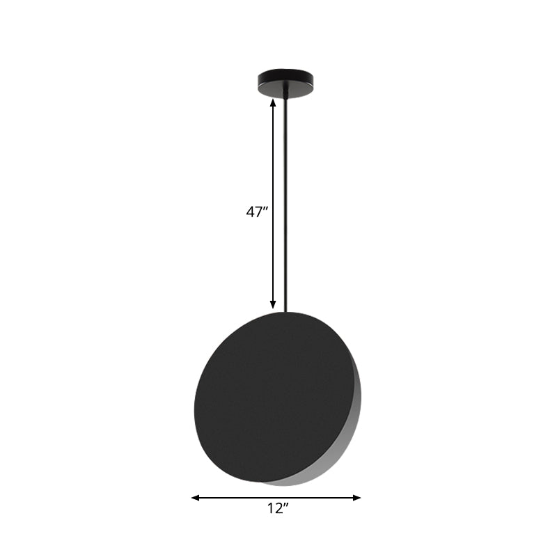 8"/12"W Circular Pendant Lamp Modern Nordic Style Metal 1 Light Black/Grey/White Hanging Ceiling Light Clearhalo 'Ceiling Lights' 'Modern Pendants' 'Modern' 'Pendant Lights' 'Pendants' Lighting' 170307