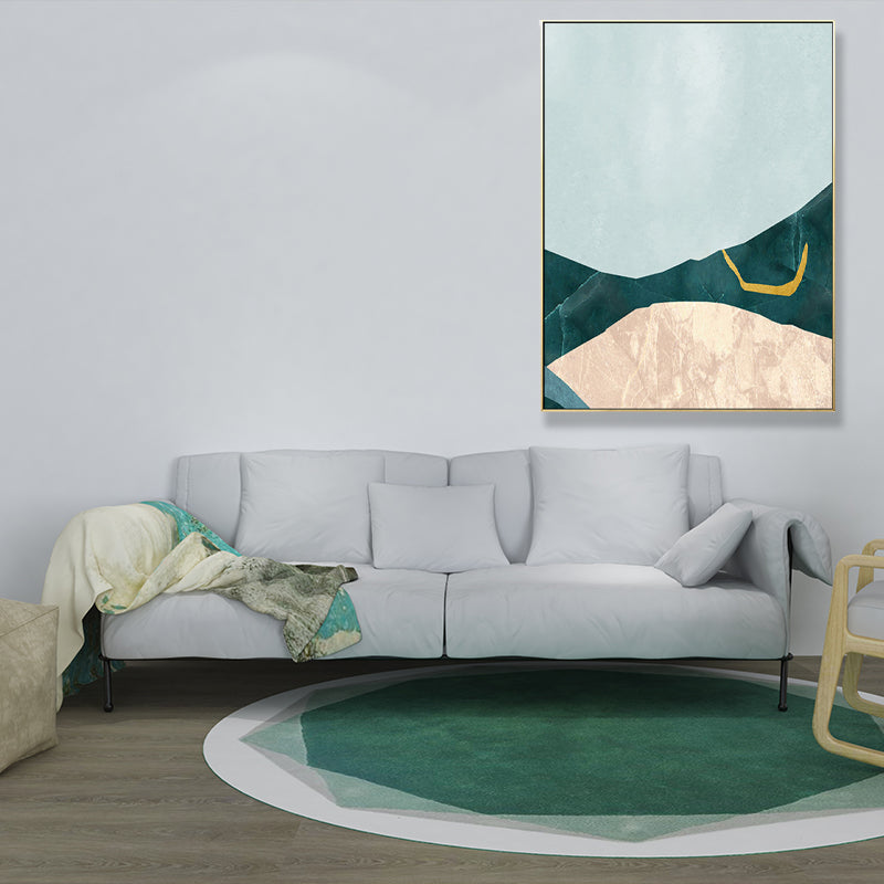 Nordic Abstract Mountain Print Canvas Aqua Textured Wall Art for Living Room