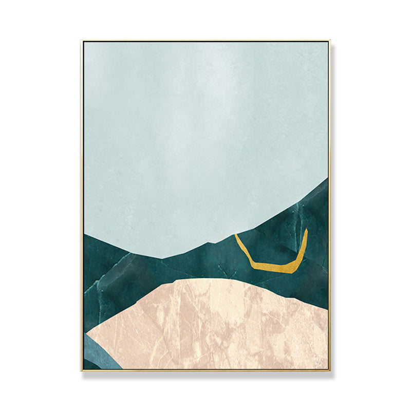 Nordic Abstract Mountain Print Canvas Aqua Textured Wall Art for Living Room