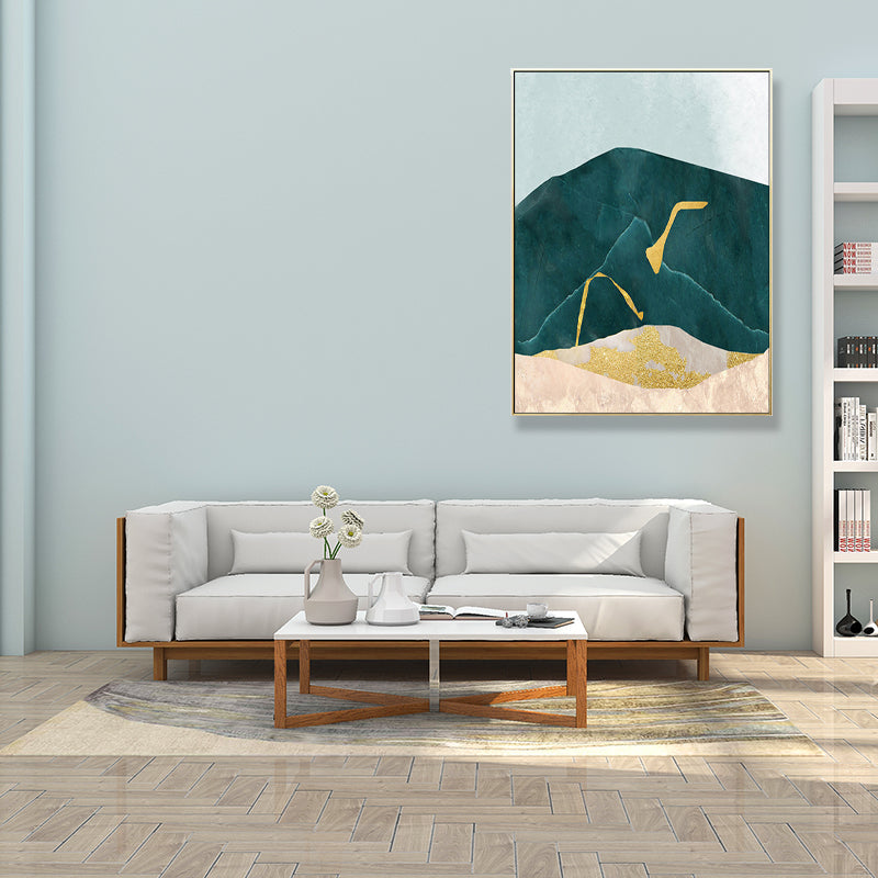 Nordic Abstract Mountain Print Canvas Aqua Textured Wall Art for Living Room