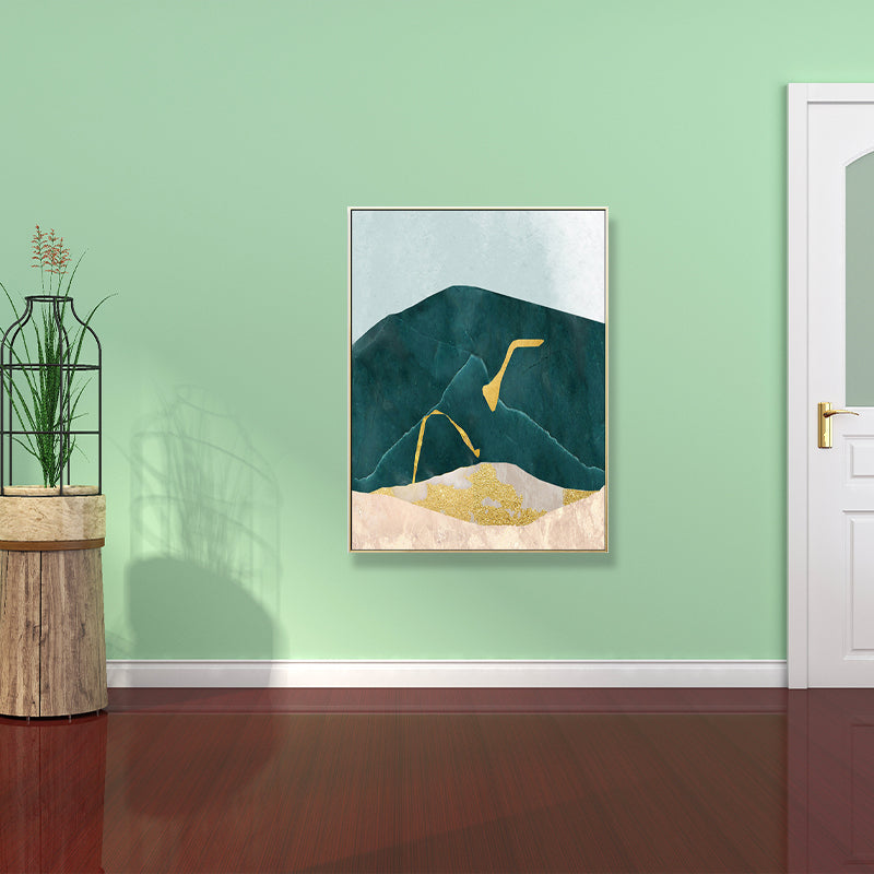 Nordic Abstract Mountain Print Canvas Aqua Textured Wall Art for Living Room