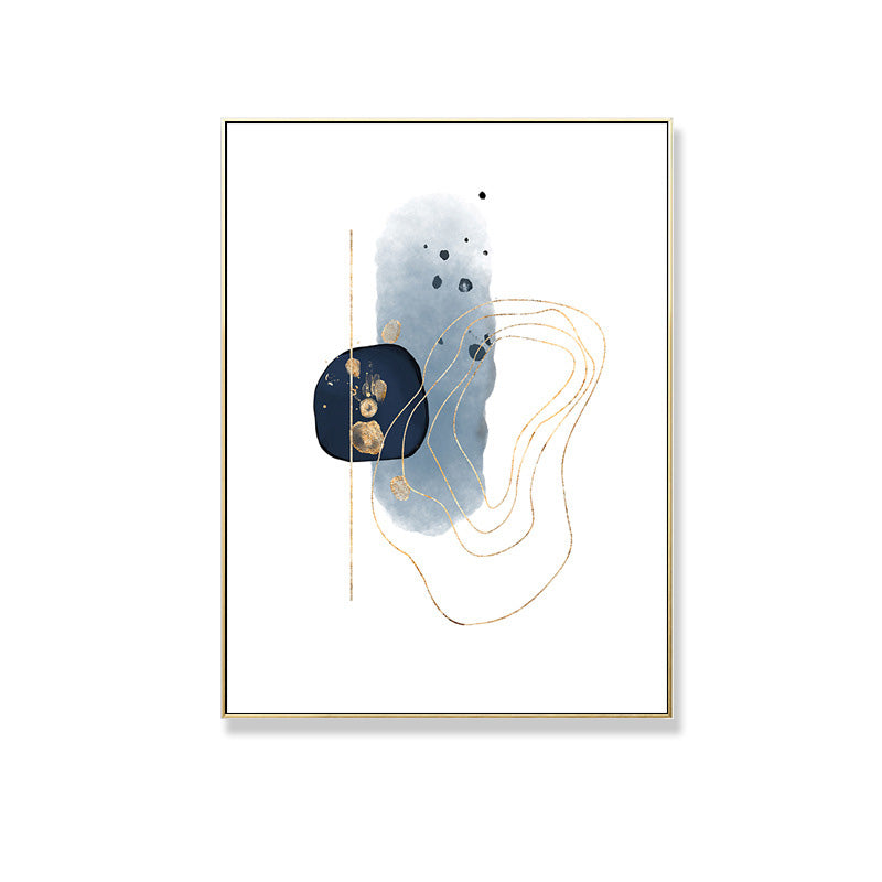 Nordic Watercolor Stones Drawing Canvas Blue and White Abstract Wall Art for Room Clearhalo 'Arts' 'Canvas Art' 1704197
