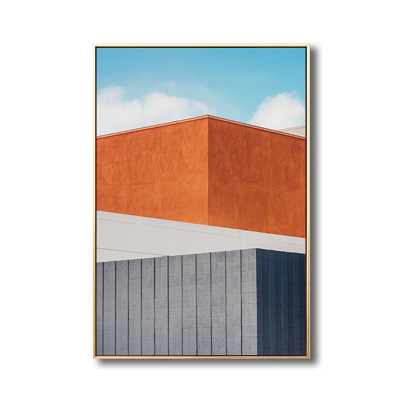 Outdoor Building Painting Nordic Style Canvas Wall Art Print, Multiple Sizes Options