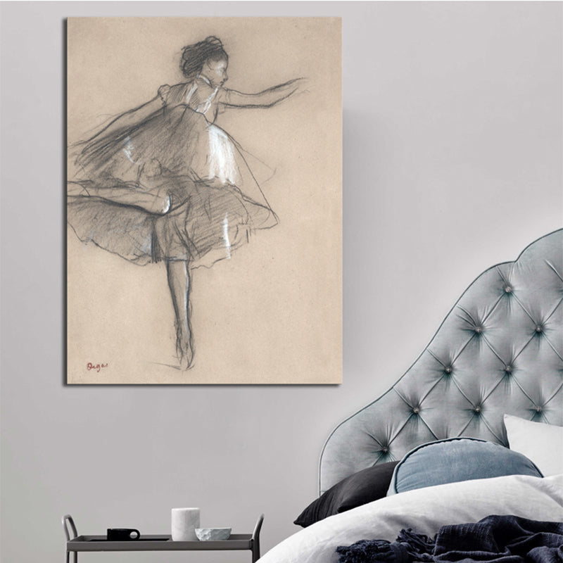 Gray Dancing Girl Painting Textured Wall Art Print for Guest Room, Multiple Sizes Grey Design 1 Clearhalo 'Art Gallery' 'Canvas Art' 'Contemporary Art Gallery' 'Contemporary Art' 'Minimalism' 'Minimalist Art Gallery' 'Scandinavian' Arts' 1704798