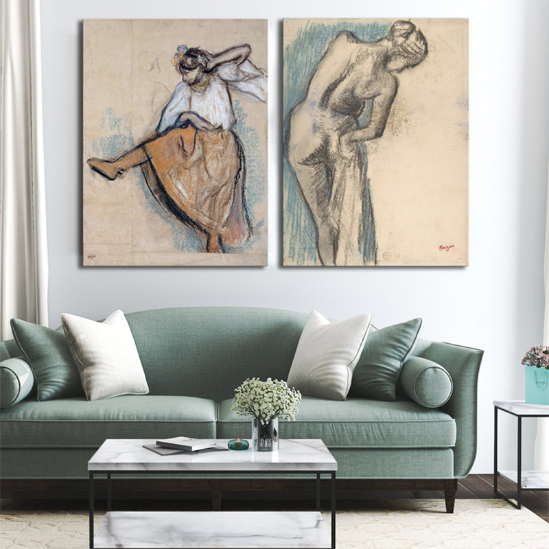 Gray Dancing Girl Painting Textured Wall Art Print for Guest Room, Multiple Sizes Clearhalo 'Art Gallery' 'Canvas Art' 'Contemporary Art Gallery' 'Contemporary Art' 'Minimalism' 'Minimalist Art Gallery' 'Scandinavian' Arts' 1704805