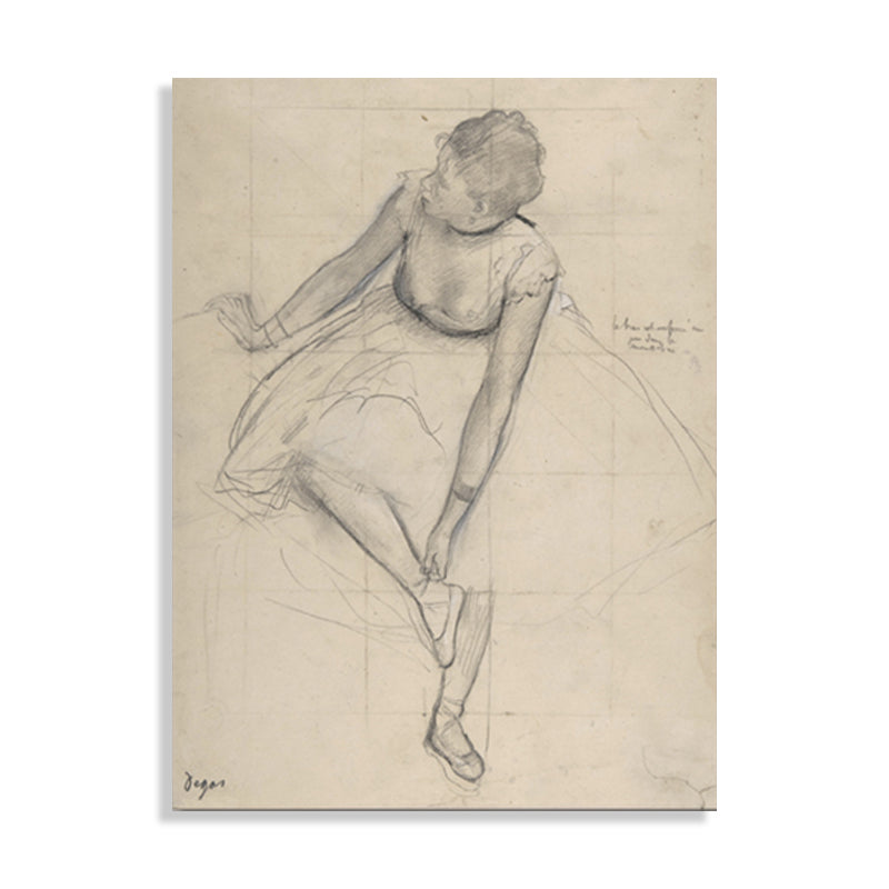 Gray Dancing Girl Painting Textured Wall Art Print for Guest Room, Multiple Sizes Clearhalo 'Art Gallery' 'Canvas Art' 'Contemporary Art Gallery' 'Contemporary Art' 'Minimalism' 'Minimalist Art Gallery' 'Scandinavian' Arts' 1704812