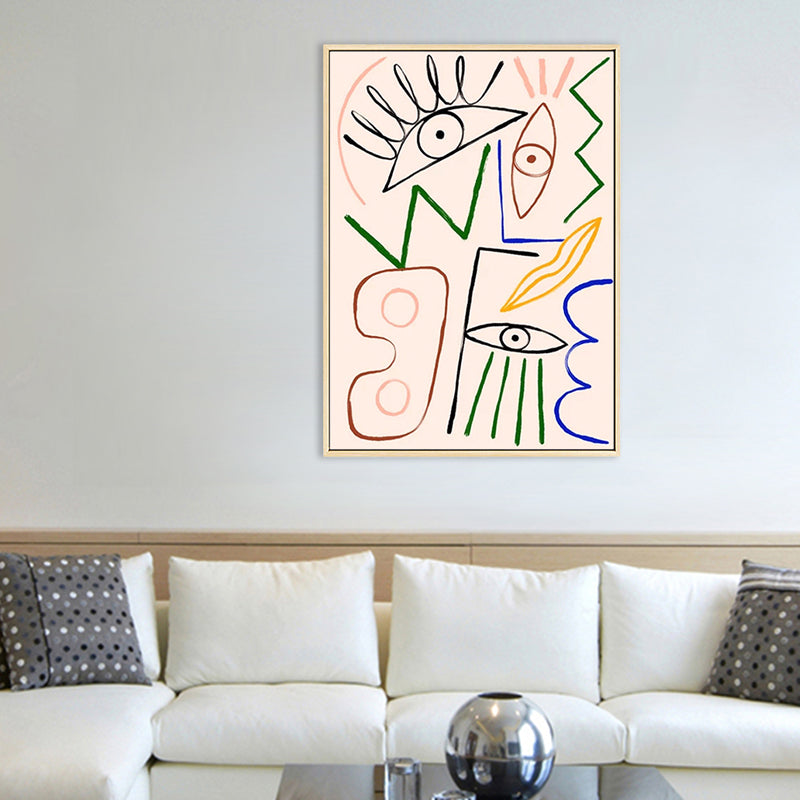 Pencil Drawing Entertainment Wall Art for House Interior, Pastel Color, Textured Beige Clearhalo 'Art Gallery' 'Canvas Art' 'Contemporary Art Gallery' 'Contemporary Art' 'Minimalism' 'Minimalist Art Gallery' 'Scandinavian' Arts' 1704890