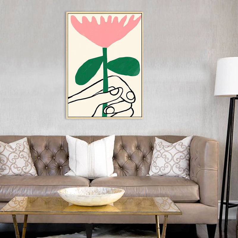 Pencil Drawing Entertainment Wall Art for House Interior, Pastel Color, Textured Pink Clearhalo 'Art Gallery' 'Canvas Art' 'Contemporary Art Gallery' 'Contemporary Art' 'Minimalism' 'Minimalist Art Gallery' 'Scandinavian' Arts' 1704894