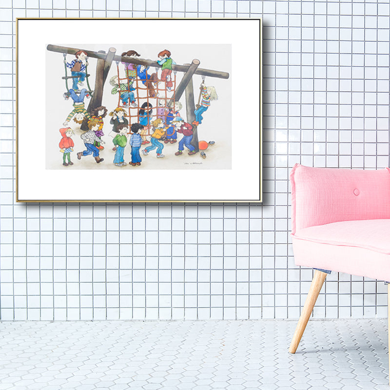 Back to Childhood Drawing Canvas Wall Art Kids Textured Wall Decoration in Soft Color Clearhalo 'Art Gallery' 'Canvas Art' 'Kids' Arts' 1705238