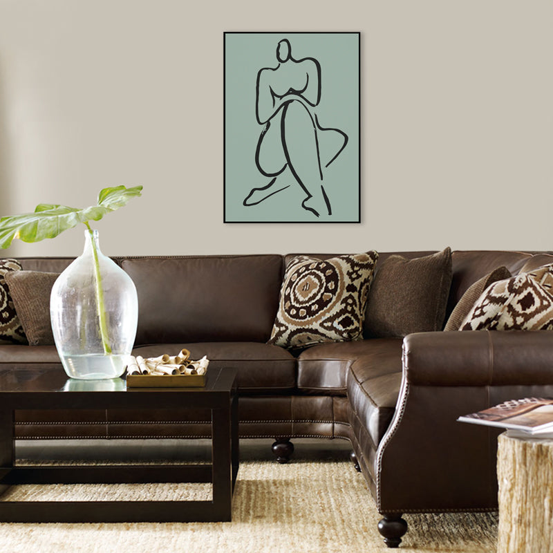 Pastel Line Figure Sketch Canvas Textured Minimalist Sitting Room Wall Art Print Clearhalo 'Art Gallery' 'Canvas Art' 'Contemporary Art Gallery' 'Contemporary Art' 'Minimalism' 'Minimalist Art Gallery' 'Scandinavian' Arts' 1705276