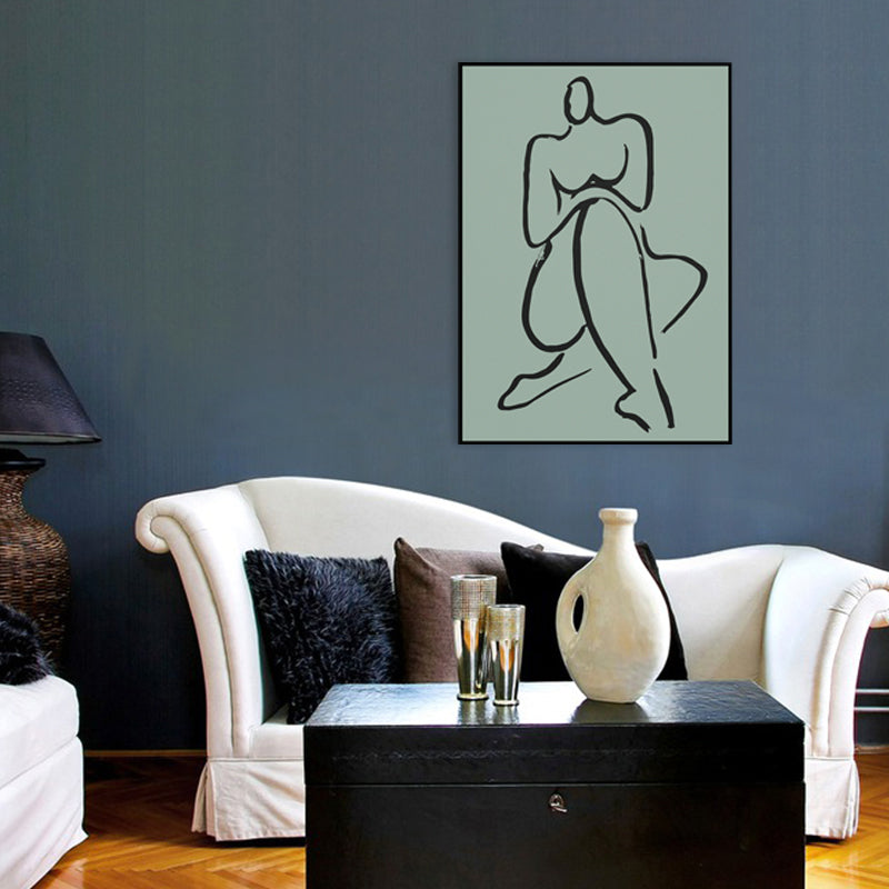 Pastel Line Figure Sketch Canvas Textured Minimalist Sitting Room Wall Art Print Clearhalo 'Art Gallery' 'Canvas Art' 'Contemporary Art Gallery' 'Contemporary Art' 'Minimalism' 'Minimalist Art Gallery' 'Scandinavian' Arts' 1705277