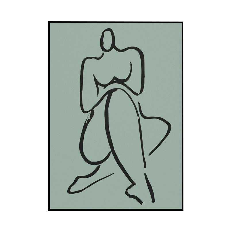 Pastel Line Figure Sketch Canvas Textured Minimalist Sitting Room Wall Art Print Clearhalo 'Art Gallery' 'Canvas Art' 'Contemporary Art Gallery' 'Contemporary Art' 'Minimalism' 'Minimalist Art Gallery' 'Scandinavian' Arts' 1705278