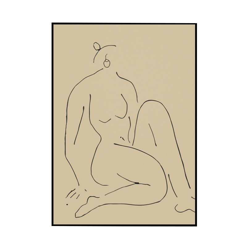 Pastel Line Figure Sketch Canvas Textured Minimalist Sitting Room Wall Art Print Clearhalo 'Art Gallery' 'Canvas Art' 'Contemporary Art Gallery' 'Contemporary Art' 'Minimalism' 'Minimalist Art Gallery' 'Scandinavian' Arts' 1705285