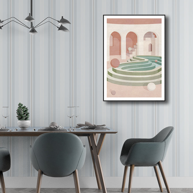 Stairs Wall Decor Scandinavian Style Textured Living Room Canvas, Multiple Sizes Pink Clearhalo 'Arts' 'Canvas Art' 1705340