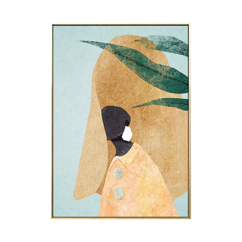 Fashionable Maid Art Scandinavian Style Canvas Textured Wall Print in Light Color