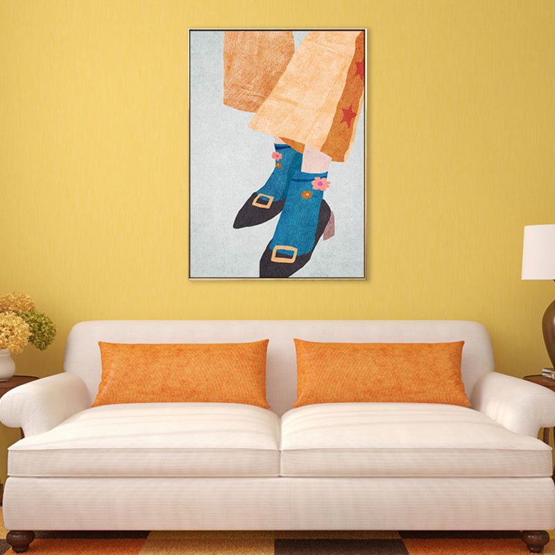 Fashionable Maid Art Scandinavian Style Canvas Textured Wall Print in Light Color