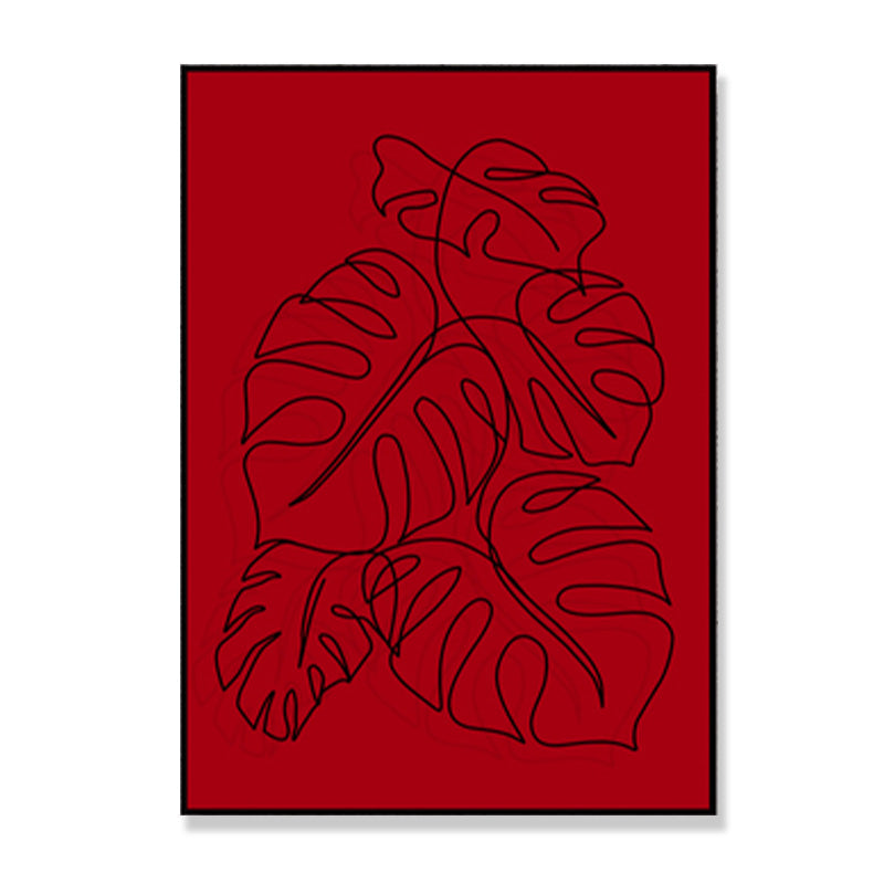 Minimalistic Line Drawing Canvas Print Black and Red Textured Wall Art for Bedroom Clearhalo 'Art Gallery' 'Canvas Art' 'Contemporary Art Gallery' 'Contemporary Art' 'Minimalism' 'Minimalist Art Gallery' 'Scandinavian' Arts' 1705399