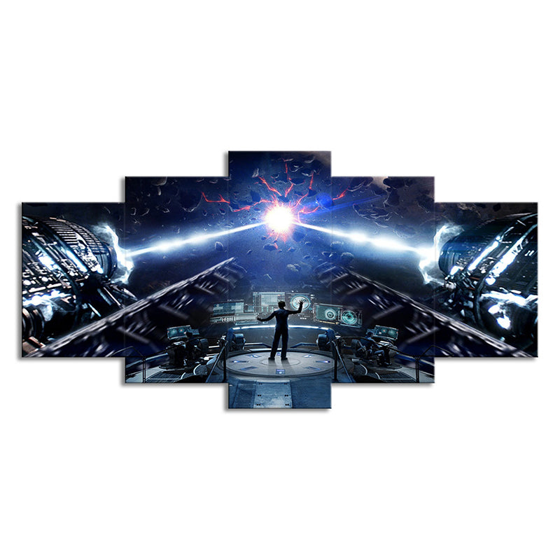 Sci-Fi Enders Game Art Print Canvas Multi-Piece Blue Wall Decor for Child Bedroom Clearhalo 'Art Gallery' 'Canvas Art' 'Kids' Arts' 1705456