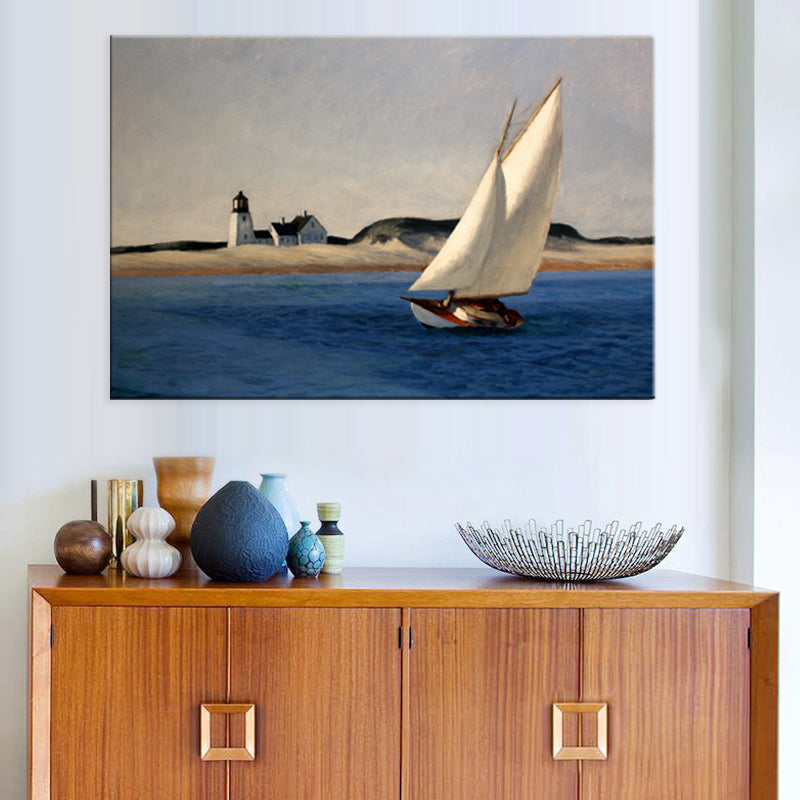 Plain Sailing Art Print Tropical Beach Textured Living Room Wall Decor (Multiple Sizes Available) Clearhalo 'Art Gallery' 'Canvas Art' 'Coastal Art Gallery' 'Nautical' Arts' 1705563