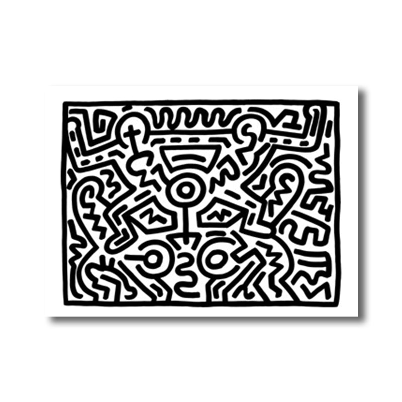 Funny Figure Drawing Wall Art for Living Room Abstract Canvas Print in Black-White Clearhalo 'Art Gallery' 'Canvas Art' 'Contemporary Art Gallery' 'Contemporary Art' 'Minimalism' 'Minimalist Art Gallery' 'Scandinavian' Arts' 1705717