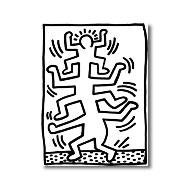 Funny Figure Drawing Wall Art for Living Room Abstract Canvas Print in Black-White Clearhalo 'Art Gallery' 'Canvas Art' 'Contemporary Art Gallery' 'Contemporary Art' 'Minimalism' 'Minimalist Art Gallery' 'Scandinavian' Arts' 1705724