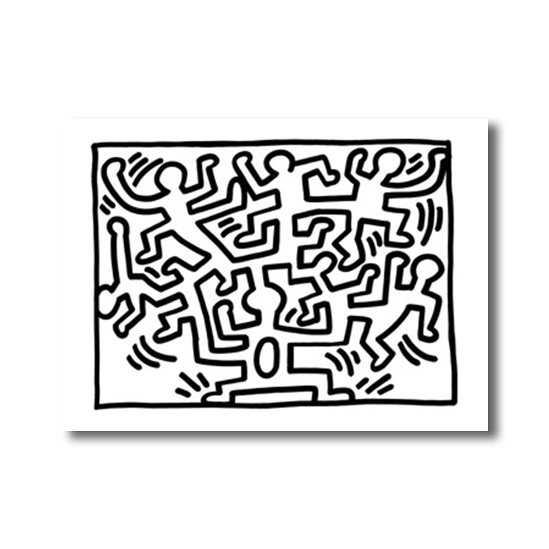 Funny Figure Drawing Wall Art for Living Room Abstract Canvas Print in Black-White Clearhalo 'Art Gallery' 'Canvas Art' 'Contemporary Art Gallery' 'Contemporary Art' 'Minimalism' 'Minimalist Art Gallery' 'Scandinavian' Arts' 1705728