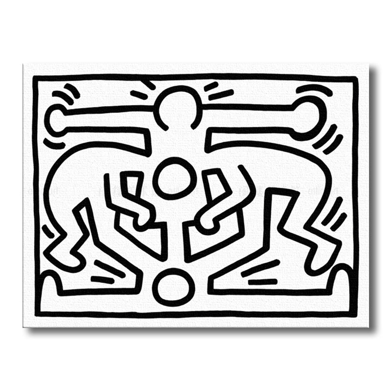 Funny Figure Drawing Wall Art for Living Room Abstract Canvas Print in Black-White Clearhalo 'Art Gallery' 'Canvas Art' 'Contemporary Art Gallery' 'Contemporary Art' 'Minimalism' 'Minimalist Art Gallery' 'Scandinavian' Arts' 1705732