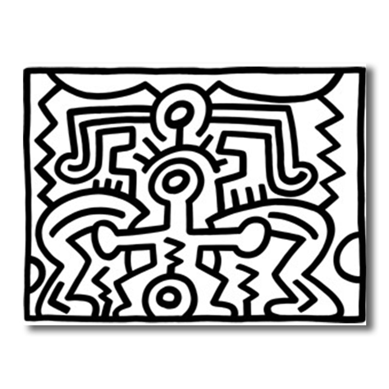 Funny Figure Drawing Wall Art for Living Room Abstract Canvas Print in Black-White Clearhalo 'Art Gallery' 'Canvas Art' 'Contemporary Art Gallery' 'Contemporary Art' 'Minimalism' 'Minimalist Art Gallery' 'Scandinavian' Arts' 1705736