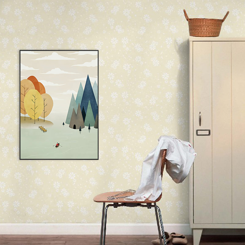 Illustrations Fall Forest Wall Decor Textured Childrens Art Bedroom Canvas Print Clearhalo 'Art Gallery' 'Canvas Art' 'Kids' Arts' 1705745