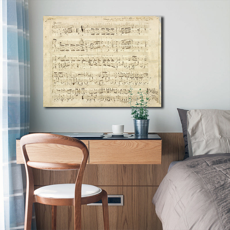 Minimalism Style Music Score Painting Canvas Textured Yellow Wall Print for Bathroom Clearhalo 'Art Gallery' 'Canvas Art' 'Contemporary Art Gallery' 'Contemporary Art' 'Minimalism' 'Minimalist Art Gallery' 'Scandinavian' Arts' 1705779