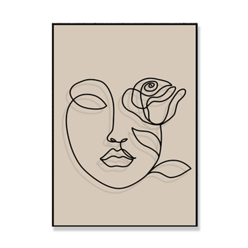 Brown Pencil Sketch Canvas Art Line Drawing Minimalist Textured Wall Decor for Room Clearhalo 'Art Gallery' 'Canvas Art' 'Contemporary Art Gallery' 'Contemporary Art' 'Minimalism' 'Minimalist Art Gallery' 'Scandinavian' Arts' 1705876