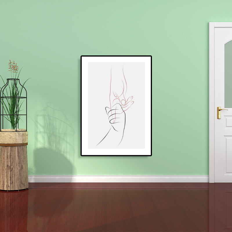 Holding Hands Pattern Canvas Textured Minimalism Style for Girls Bedroom Painting Clearhalo 'Art Gallery' 'Canvas Art' 'Contemporary Art Gallery' 'Contemporary Art' 'Minimalism' 'Minimalist Art Gallery' 'Scandinavian' Arts' 1705993