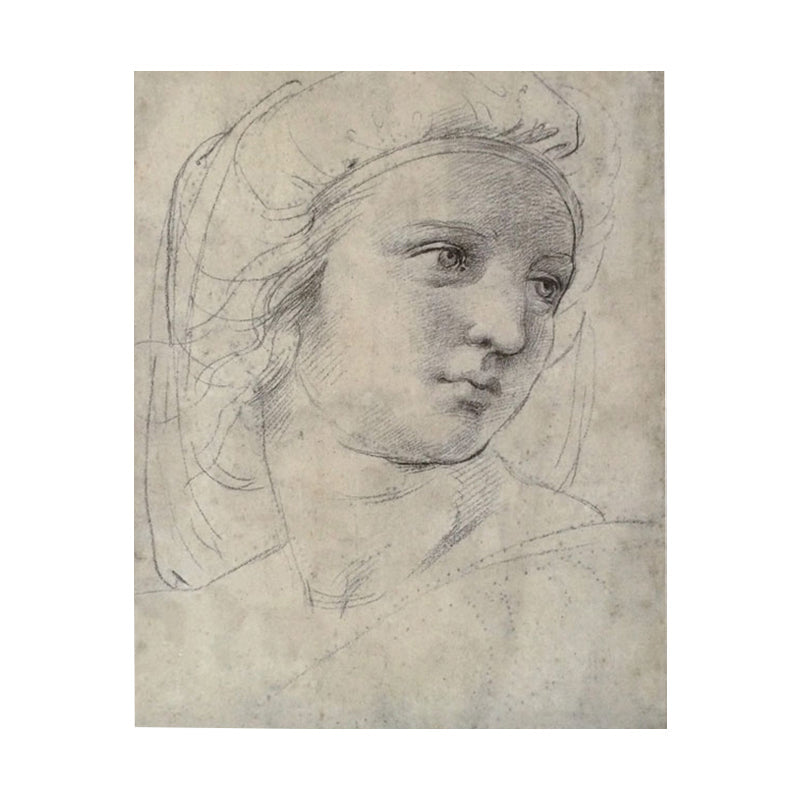 Pencil Portrait of Muse Canvas Print Minimalist Textured Wall Art for Dining Room Clearhalo 'Art Gallery' 'Canvas Art' 'Contemporary Art Gallery' 'Contemporary Art' 'Minimalism' 'Minimalist Art Gallery' 'Scandinavian' Arts' 1706008