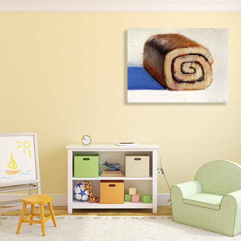 Roll Cake Painting Brown Canvas Wall Art Print Textured, Multiple Sizes Available Clearhalo 'Art Gallery' 'Canvas Art' 'Traditional' Arts' 1706549
