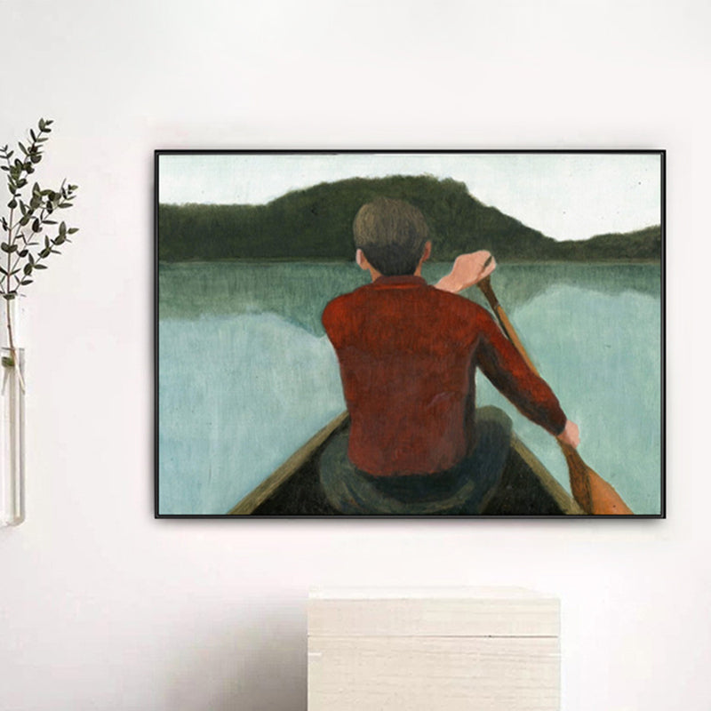 Illustration Figure Print Wall Art Pastel Color Farmhouse Style Canvas Print for Living Room Red Clearhalo 'Art Gallery' 'Canvas Art' 'Country Art Gallery' 'French Country' 'Rustic' Arts' 1706655