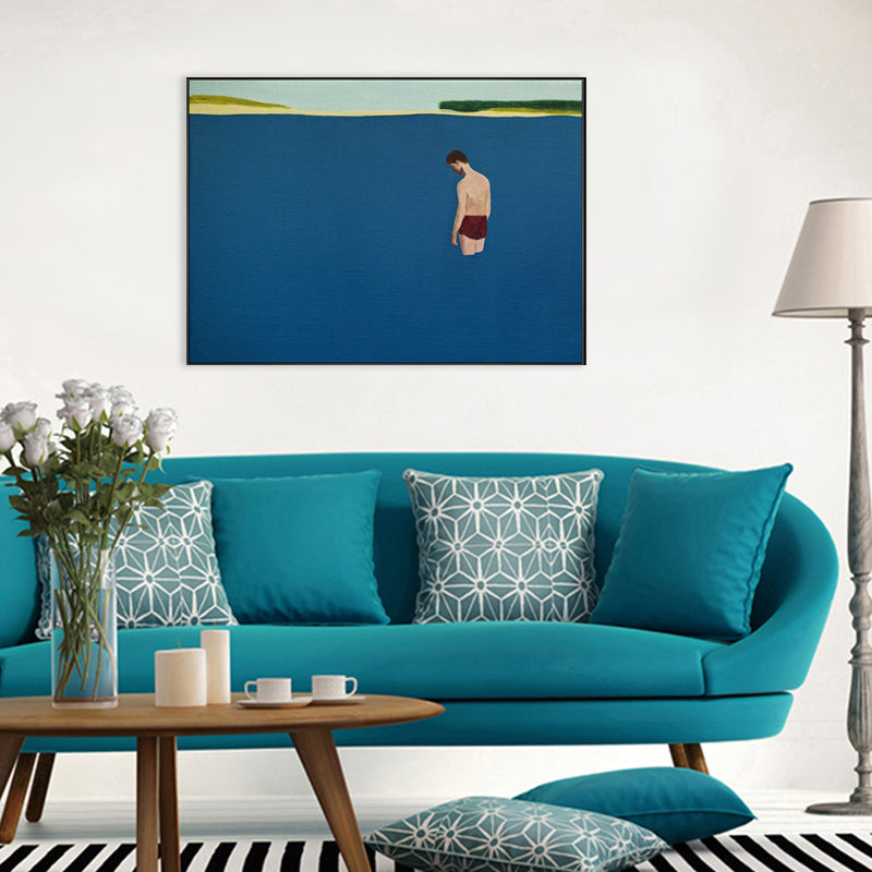 Illustration Figure Print Wall Art Pastel Color Farmhouse Style Canvas Print for Living Room Blue Clearhalo 'Art Gallery' 'Canvas Art' 'Country Art Gallery' 'French Country' 'Rustic' Arts' 1706661