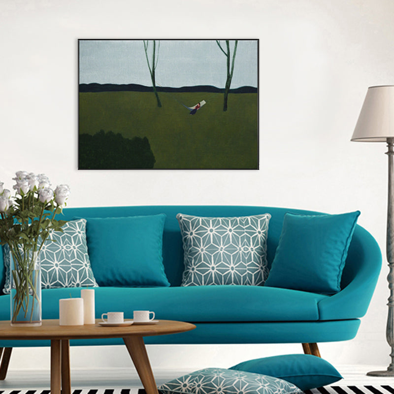 Farmhouse Natural Scenery Wall Art Dark Color Textured Canvas Print for Living Room Green Clearhalo 'Art Gallery' 'Canvas Art' 'Country Art Gallery' 'French Country' 'Rustic' Arts' 1706684