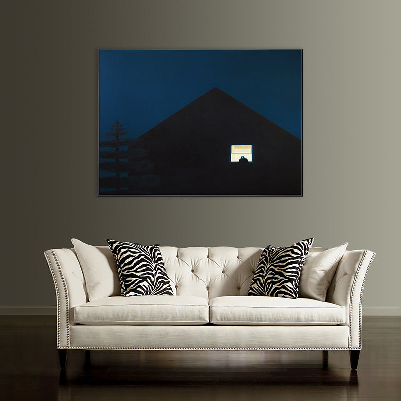 Farmhouse Natural Scenery Wall Art Dark Color Textured Canvas Print for Living Room Black Clearhalo 'Art Gallery' 'Canvas Art' 'Country Art Gallery' 'French Country' 'Rustic' Arts' 1706691