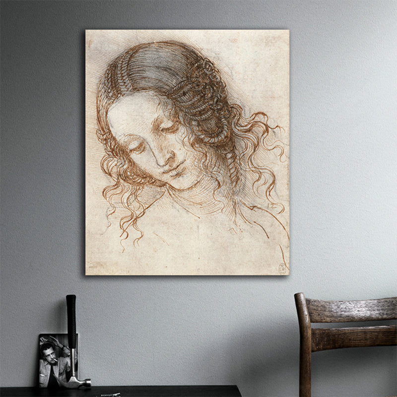 Minimalism Maiden Art Charcoal Drawings Gray Wall Decor, Multiple Sizes Available Clearhalo 'Art Gallery' 'Canvas Art' 'Contemporary Art Gallery' 'Contemporary Art' 'Minimalism' 'Minimalist Art Gallery' 'Scandinavian' Arts' 1706704