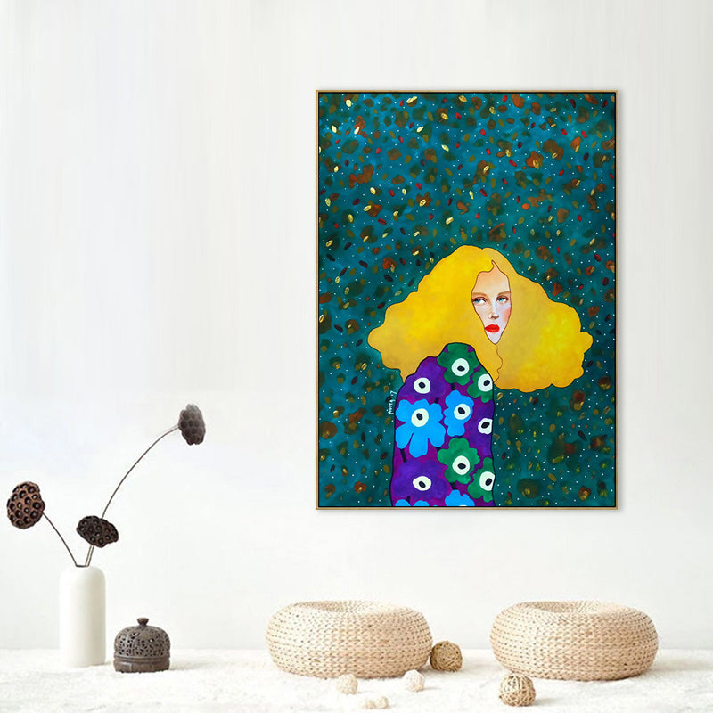 Illustration Figure Drawing Canvas Wall Art for Family Room, Pastel Color, Textured Clearhalo 'Art Gallery' 'Canvas Art' 'Kids' Arts' 1706732
