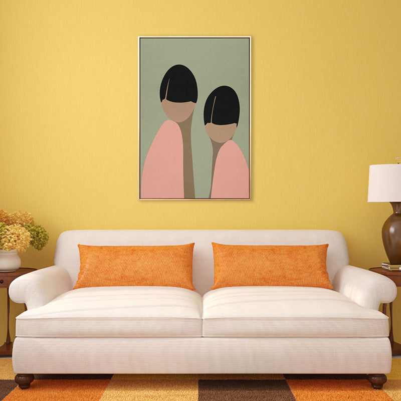 Nordic Style Standing Figure Canvas in Light Color Textured Painting for Bathroom Clearhalo 'Arts' 'Canvas Art' 1706754