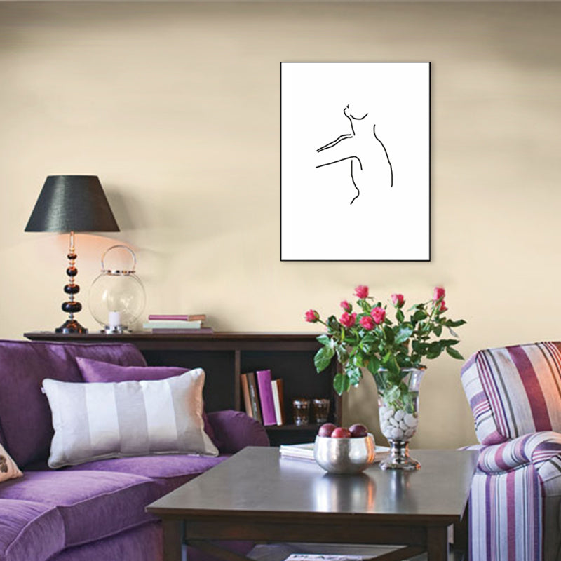 Figure Line Drawing Art Print Black and White Canvas Wall Decor for Home, Texture Clearhalo 'Art Gallery' 'Canvas Art' 'Contemporary Art Gallery' 'Contemporary Art' 'Minimalism' 'Minimalist Art Gallery' 'Scandinavian' Arts' 1706880
