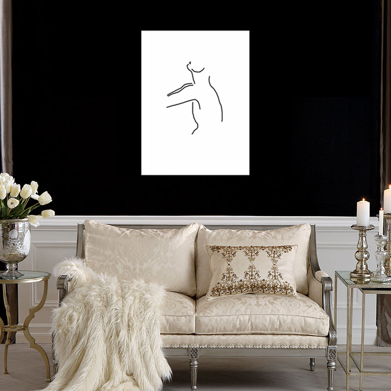 Figure Line Drawing Art Print Black and White Canvas Wall Decor for Home, Texture Clearhalo 'Art Gallery' 'Canvas Art' 'Contemporary Art Gallery' 'Contemporary Art' 'Minimalism' 'Minimalist Art Gallery' 'Scandinavian' Arts' 1706881