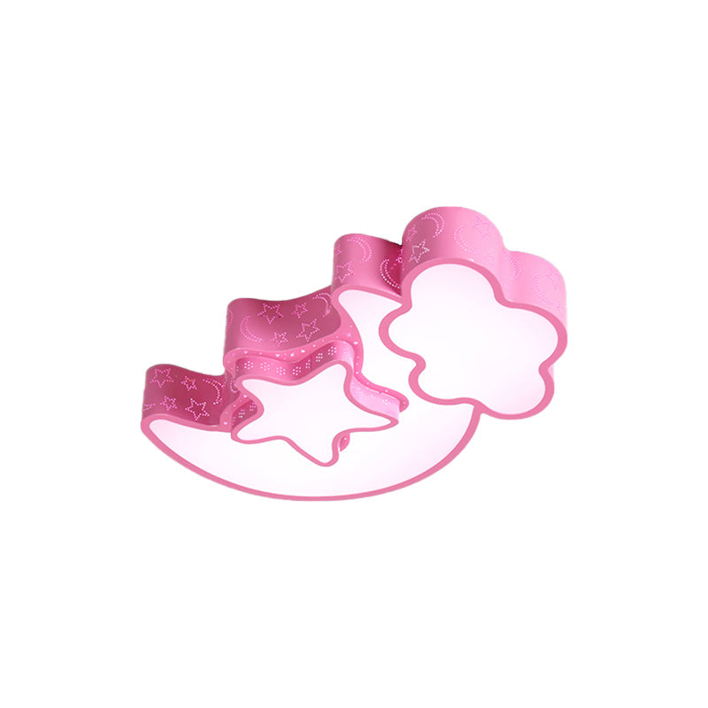 Kids Cloud and Crescent Ceiling Light Acrylic Candy Colored Flush Mount Light for Hallway Clearhalo 'Ceiling Lights' 'Close To Ceiling Lights' 'Close to ceiling' 'Flush mount' Lighting' 170690