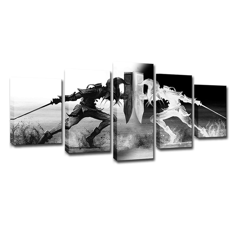 Legend of Zelda Game Canvas Grey and White Kids Wall Art Decor for House Interior Clearhalo 'Art Gallery' 'Canvas Art' 'Kids' Arts' 1706951